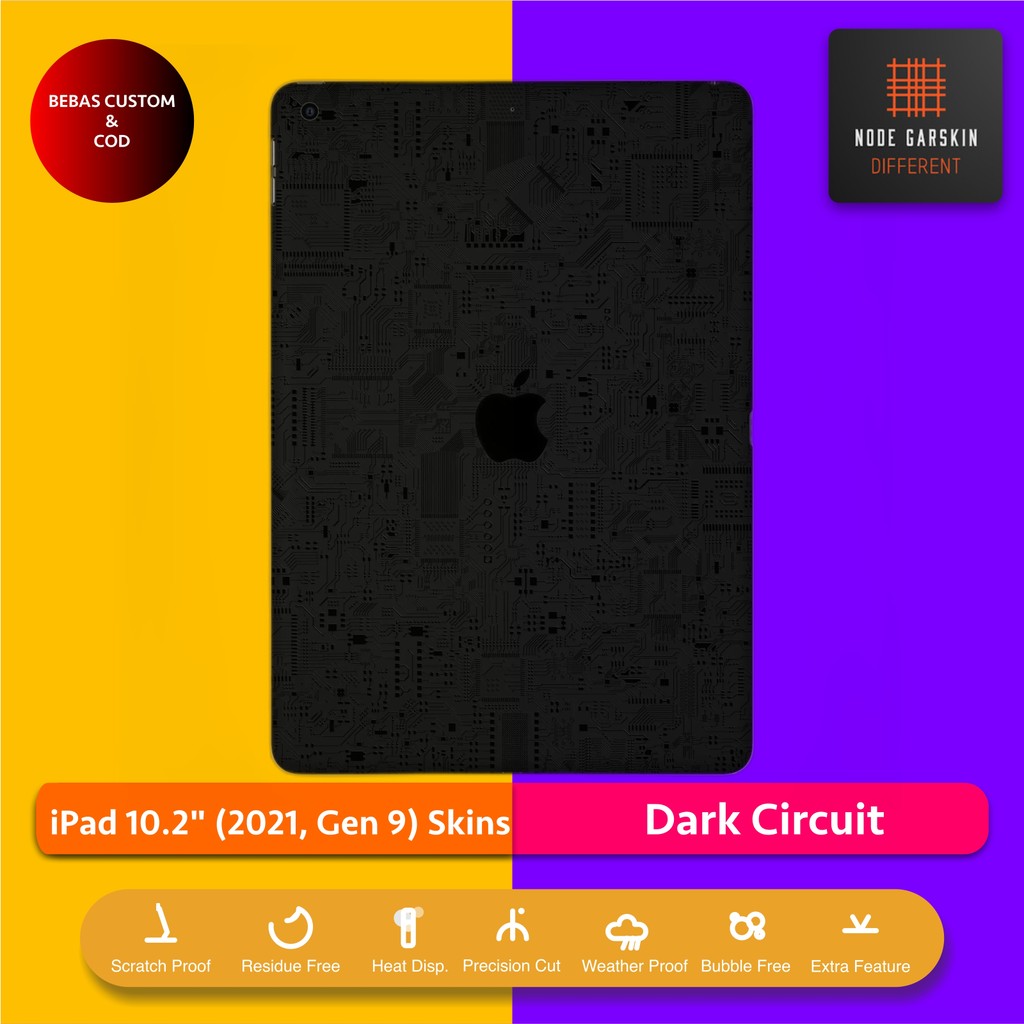Garskin Skin iPad 10.2 2021 Gen 9 Dark Circuit Fullbody / Backonly | Anti Lecet | Case | Vinyl