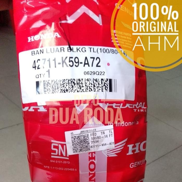 BAN LUAR TUBLES BELAKANG HONDA VARIO 150 (ORIGINAL AHM) 42711-K59-A72