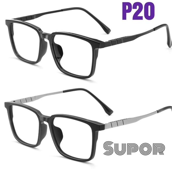 Promo Frame Kacamata Pria Lebar P20 Acetate Full Frame Wanita Minus Progresi