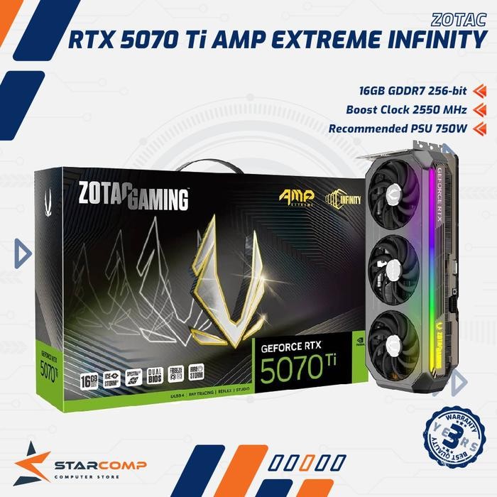 ZOTAC GAMING GeForce RTX 5070 Ti AMP Extreme INFINITY RTX5070 16GB Card