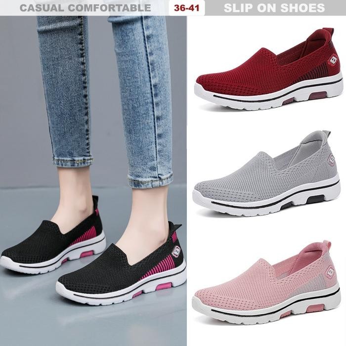 Donatello - Sepatu Wanita Sneakers Import Slipon Soft Kanvas Elastis Terbaik