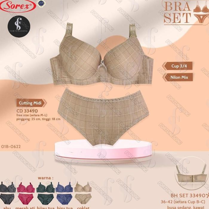 yrka- Sorex - Bra Set (Bra Dan Cd) Sorex Kawat, Busa Sedang Cup B-C Pilih Warna Art 33490