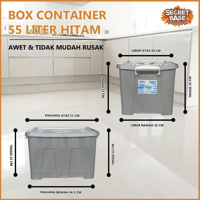 BOX CONTAINER 55 LITER + RODA - Kontainer Box Plastik / Container Box