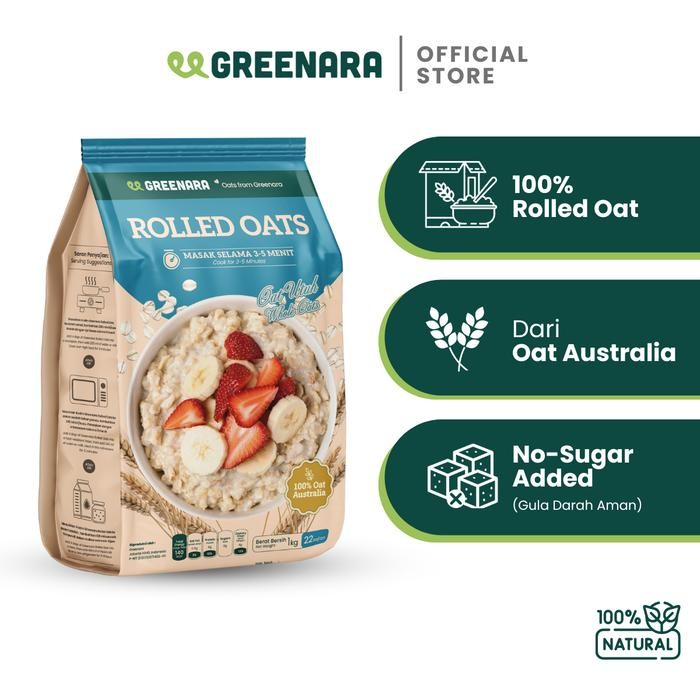 Greenara Rolled Oat 1kg / Greenara Oat Utuh 1kg