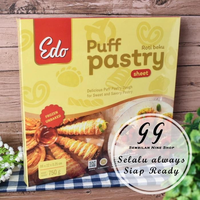 r1tf- Edo Puff Pastry Sheet 750 Gram Lembaran Adonan Pastri Frozen Unbaked