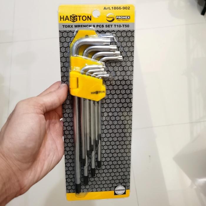 Kunci L Bintang Set Hasston Prohex 1866-902 T10 - T50 Long Hex Star
