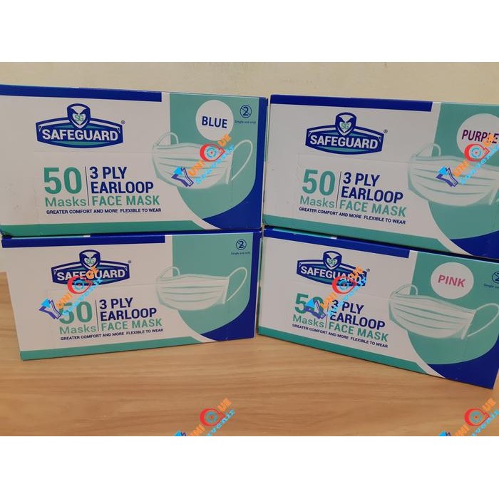 KJB Masker Safeguard by Sensi earloop 3ply facemask isi 50pcs