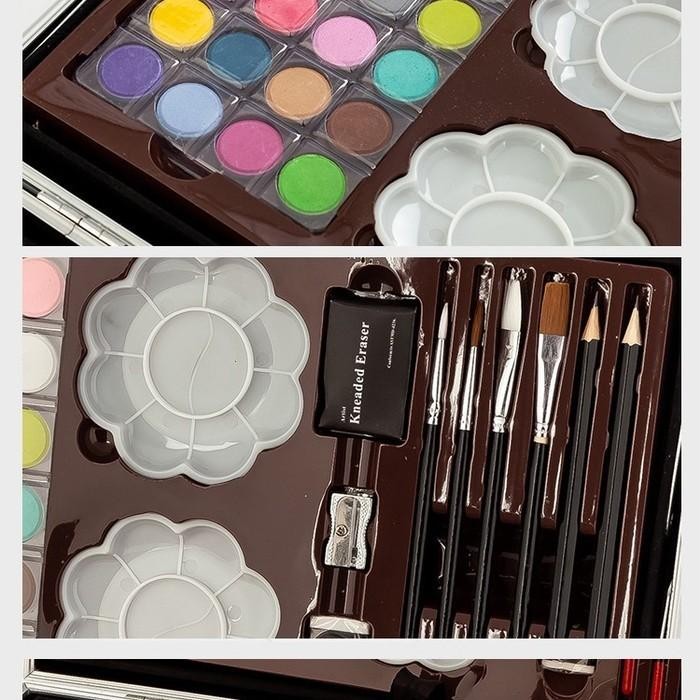 ds6d- Set Alat Lukis Anak Koper Crayon Art 145 Pcs - Brush, Pen Crayon Art Set Koper Set