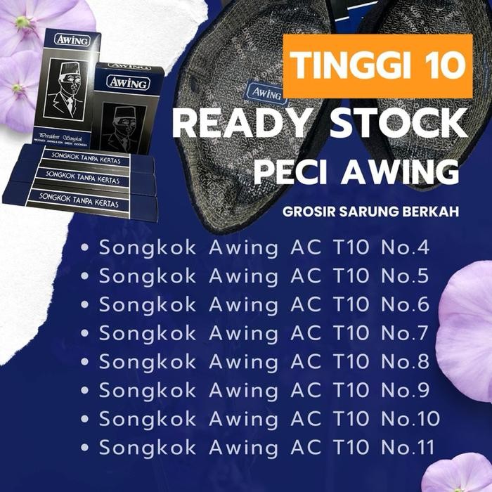 DISKON Songkok Awing AC Tinggi 8,9,10 Original Produk Kopyah Awing Peci Awing Songkok Awing