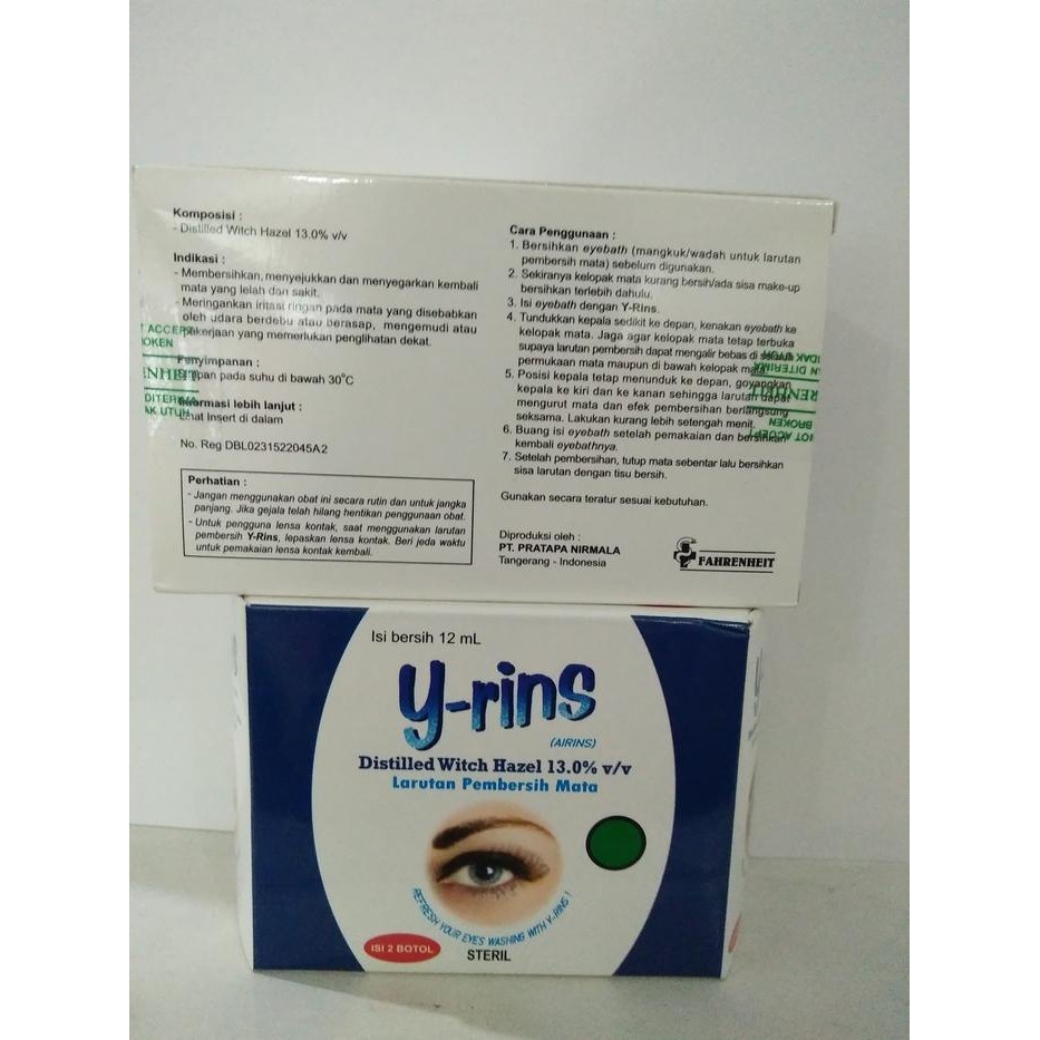 lxek- Y-Rins Y Rins Yrins Larutan Pembersih Mata Steril Isi 2X12Ml