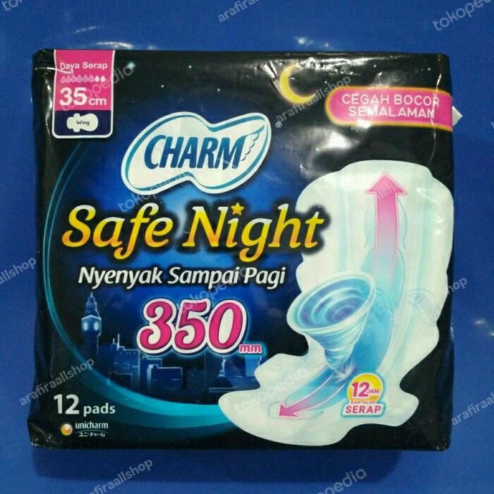 l6kg- Pembalut Charm Safe Night 35 Cm / 350 Mm Isi 12 Pads