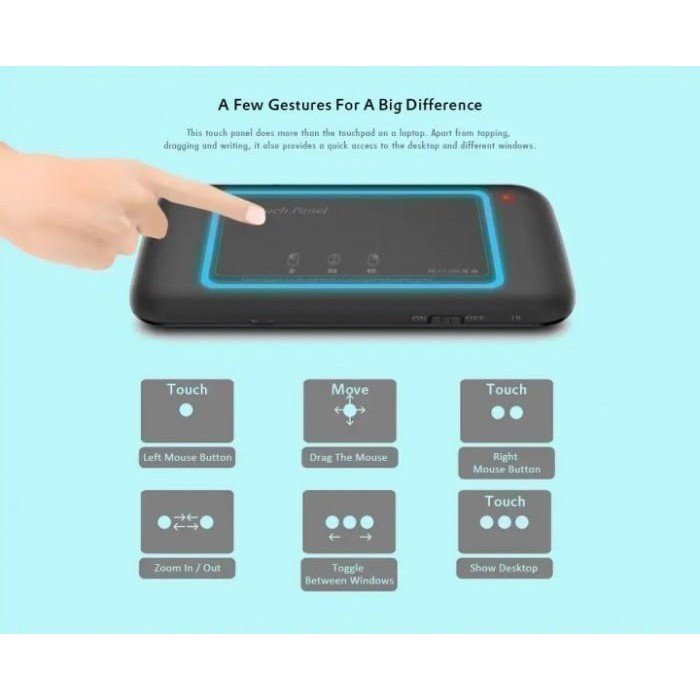 na64- H20 - Mini 2.4Ghz Wireless Air Mouse Keyboard With Touch Panel