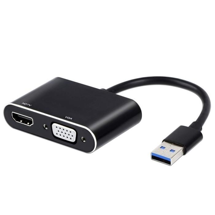 xhii- Kabel Converter Usb A 3.0 Ke Hdmi Vga Adapter 2In1 Laptop To Proyektor