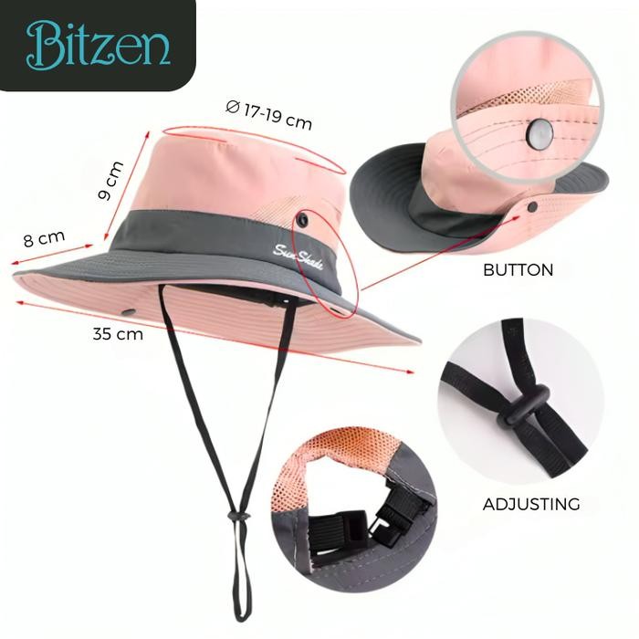 aayk- Topi Wanita Pria Bitzen Bucket Hat Topi Hiking - Mancing Bundar