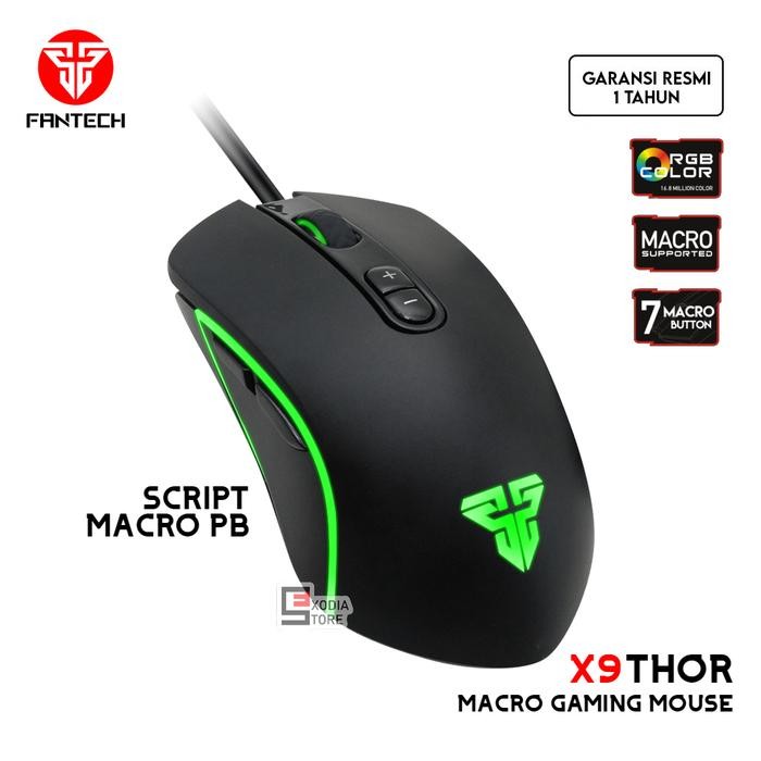 Terlaris Fantech THOR X9 Gaming Mouse Macro PB Original RGB 4800 DPI 7D Programmable & KANATA VX9