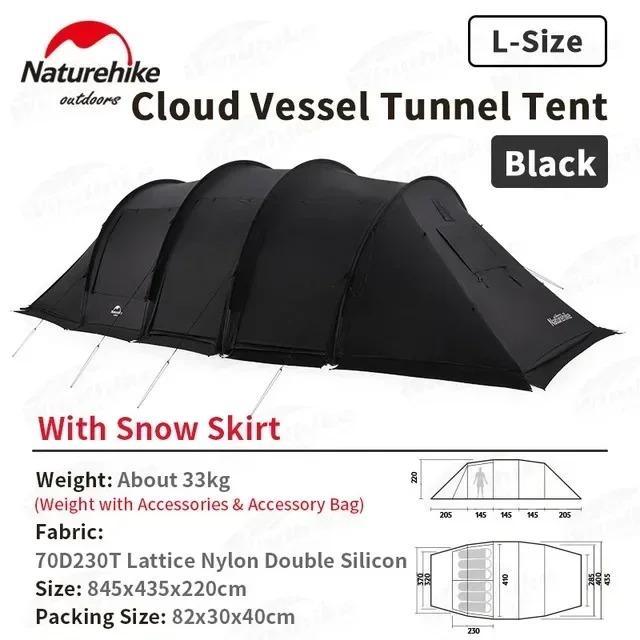 TENDA NATUREHIKE CLOUD VESSEL BLACK 4 FRAME FULSET NH20ZP015 GLAMPING TENDA CAMPING BESAR KELUARGA