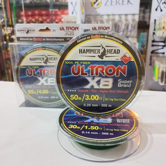 SENAR PE TEFLON X8 HAMMER HEAD ULTRON 300 METER-SENAR PE X8