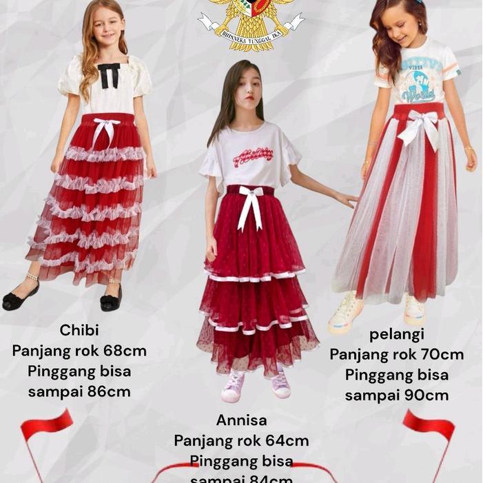 Rok tutu edisi ibu dan anak (bisa beli terpisah) rok tutu merah putih / rok tutu panjang / rok tutu