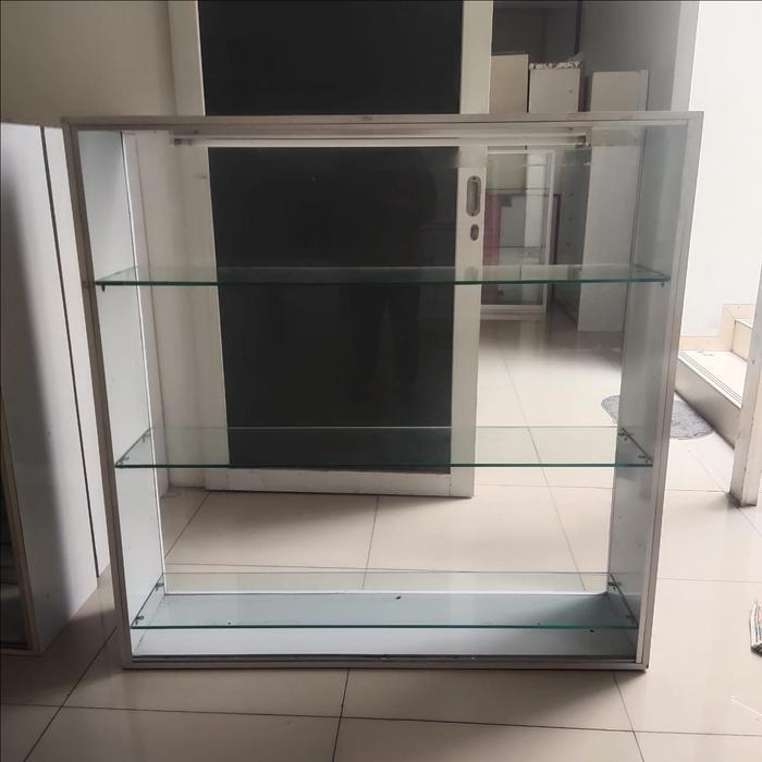 NEW ETALASE LEMARI KACA RAK 3SUSUN DISPLAY WARUNG CEMILAN SNACK SECOND