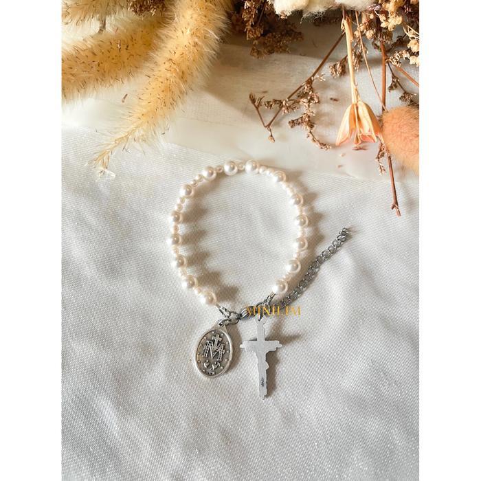 Rosario Pearl Bracelet (Gelang Rosario Mutiara Swarovski)