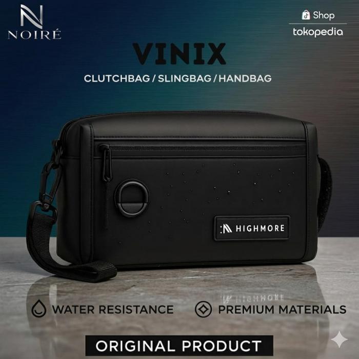 Promo Eksklusif Highmore Vinix - Tas Selempang Clutchbag Handbag Pria Original Highmore Vinix Hitam