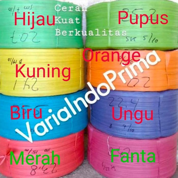 SALE ! Tali Rafia Roll Besar Warna Banyak Hijau Kuning Biru Merah Pupus Orange Ungu Fanta Cerah Kuat