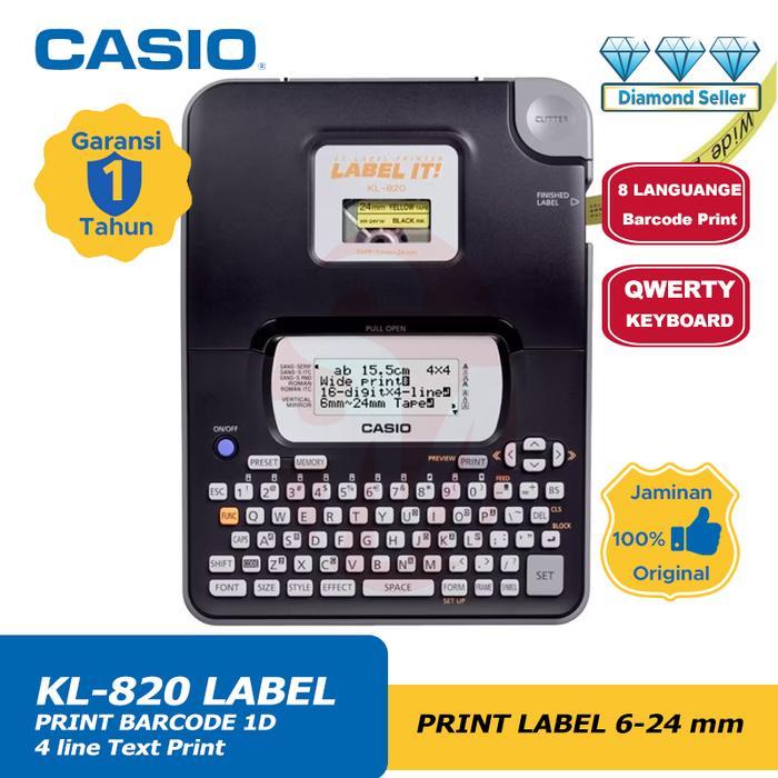 LABEL MESIN CASIO KL-820 PRINTING LABEL CETAK NAMA BARCODE QWERTY KEYBOARD