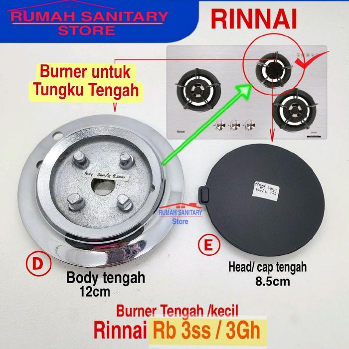 Burner Set Rinnai Rb 2Gh / Rb 3Ss/ Rb 2Ehii, 3Ehii Kompor Tanam Gas Original