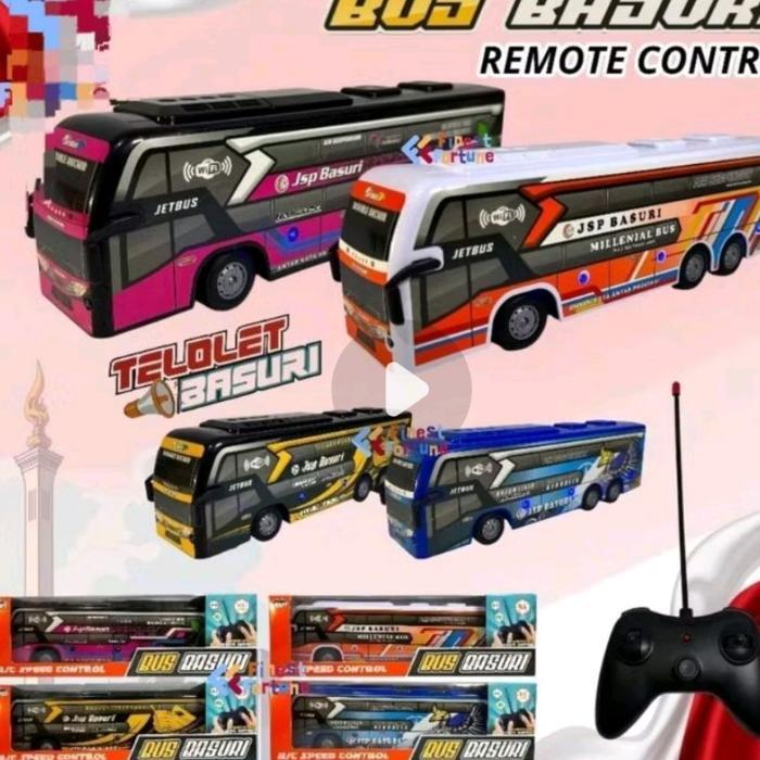 MAINAN RC BUS BASURI TELOLET / REMOT KONTROL BIS TELOLET BASURI BATERAI CHARGING LAMPU REMOTE MOBIL