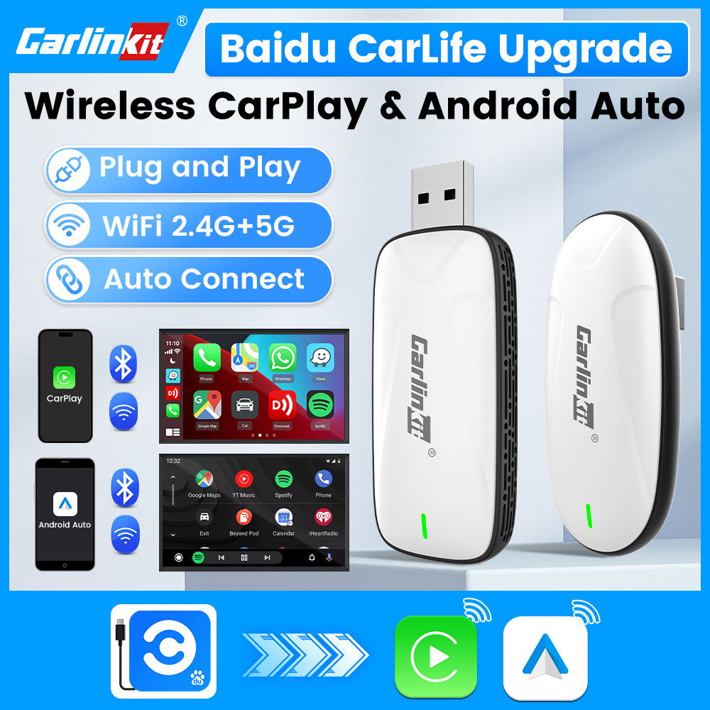 CarlinKit Wired Baidu CarLife Upgrade to Wireless CarPlay & Android Auto Wireless Auto Connect