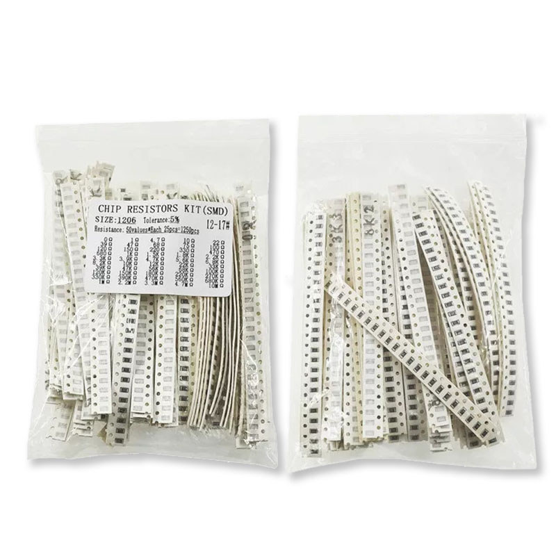 1250PCS 1206 5% 0~10M SMD Resistor Pack 1R 10R 100R 220R 330R 470R 680R 50Values Chip Fixed Resistor