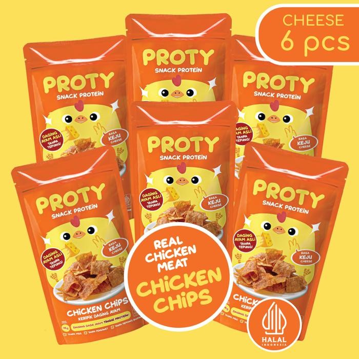 

PROTY CHICKEN CHIPS KEJU CHEESE (BUNDLE 6 PCS) SNACK ANAK TINGGI PROTEIN - KERIPIK DAGING AYAM