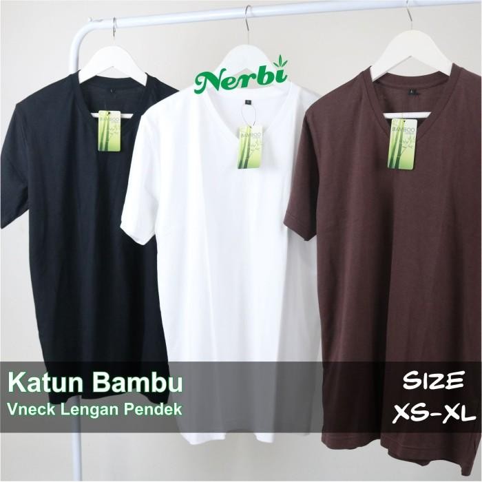 Kaos Polos Katun Bambu V-Neck Pendek - Cotton Bamboo