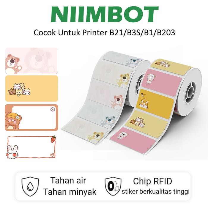 

Kertas label termal Niimbot B21/B3S/B1/B21 PRO/B31/B4, kertas label dengan desain kartun lucu,