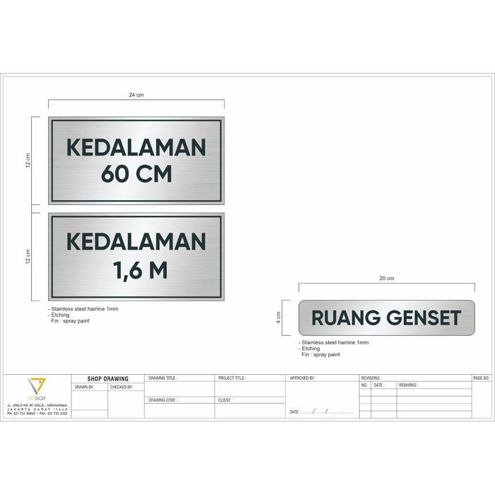 

Stainless Steel Grafir Etching Signage Kedalaman