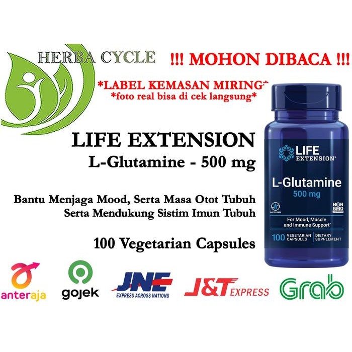Life Extension L-Glutamine 500 mg (100 Veg) Life Extension Glutamine