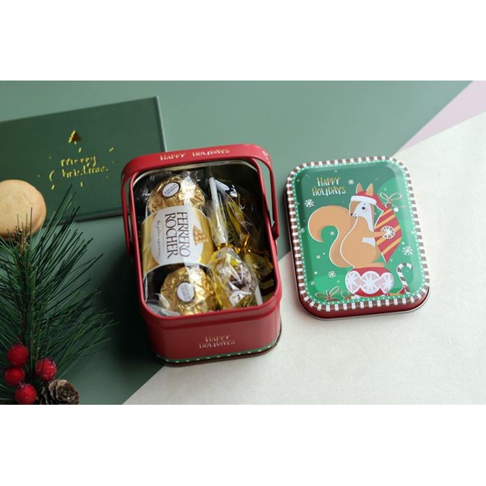 Pilihan- Tentengan Christmas Tin Kotak Box Kaleng Tempat Kue Motif Natal