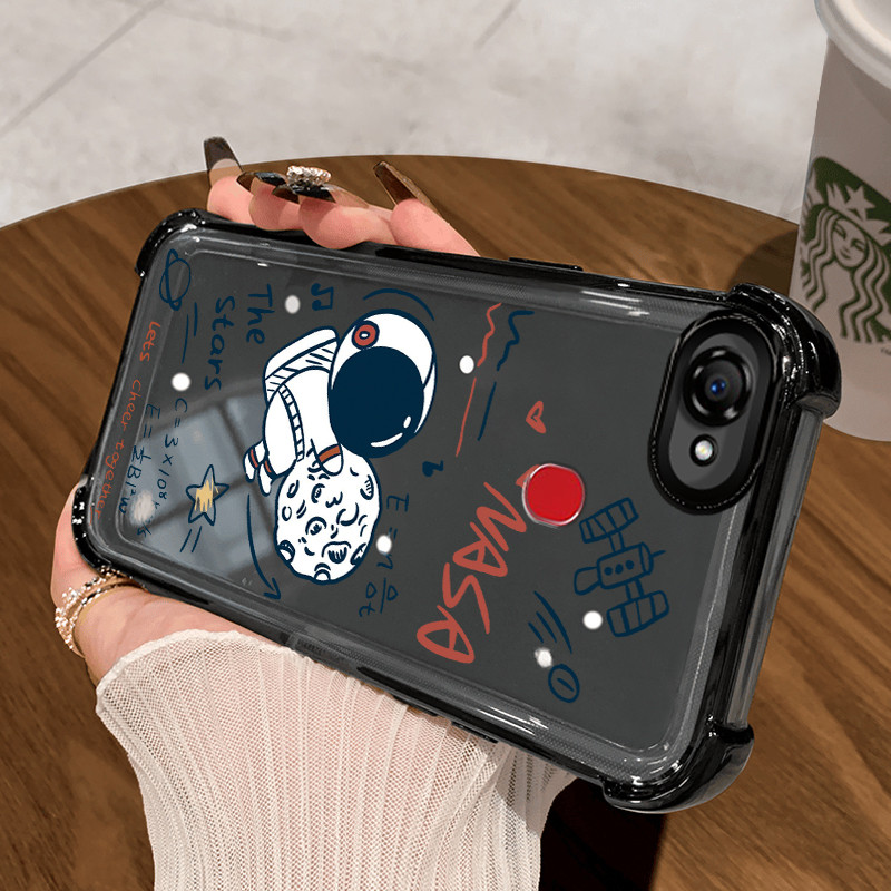 Casing Hp untuk OPPO F7 Case Silikon Casing Astronot Departemen Matematika pola Cover Pelindung Taha
