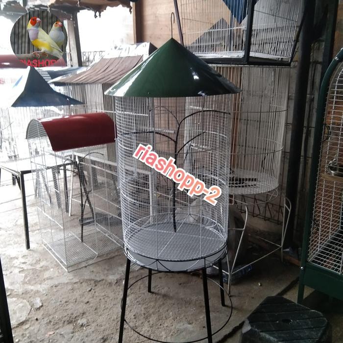 sangkar kandang standing besi bulat besar koloni aviary mini mewah