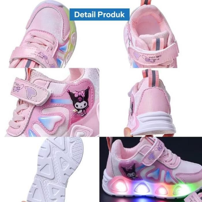 

MKI - Sepatu Anak Kuromi LED /Sepatu Anak Perempuan Cewek Fashion/Sepatu Sneakers Anak Perempuan