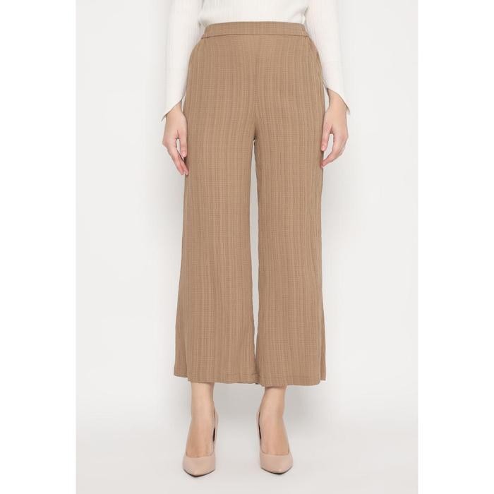 Wood Fiber Plain Long Kulot Brown By Brilliant Girl celana karet wanita coklat panjang fit bawahan