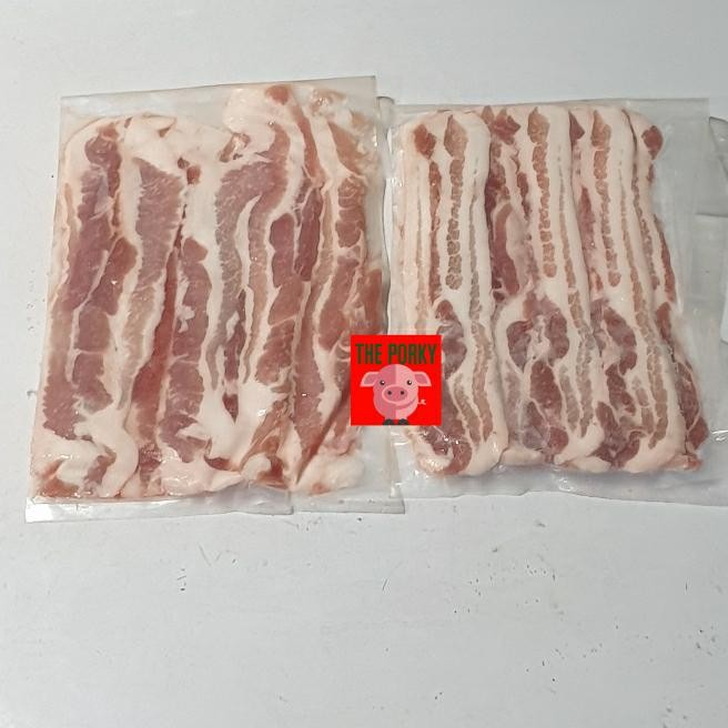 

Pilihan- Pork Belly Skin Off Samcan Slice 5Mm Samgyeopsal -Silahkan Dipilih-