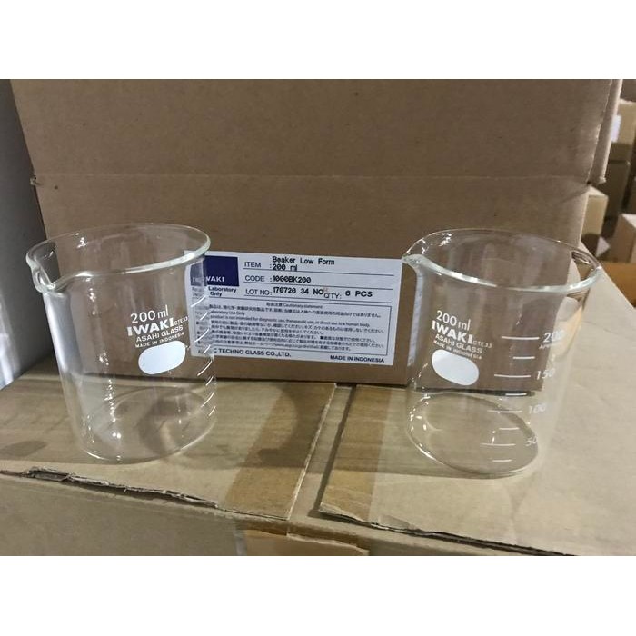 

OJ Beker Gelas 200ml IWAKI 1000BK200 Beaker Low Form 200ml, Gelas Kimia