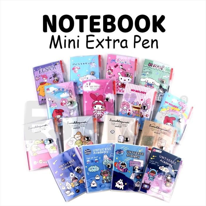 

New Notes A7 Kancing + Pen 48lbr / Notebook / Diary Fancy Karakter