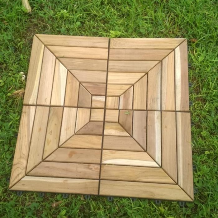 New Decking Tile - Ubin Kayu Jati Mozaik Bongkar Pasang - Lantai Pool Deck