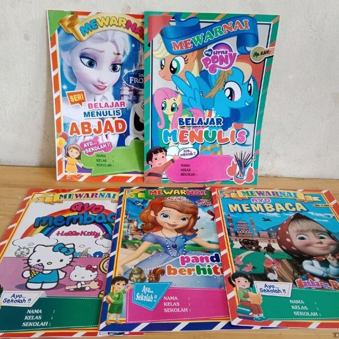 

New Paket 5 Buku Mewarnai Anak Perempuan A4 / Random