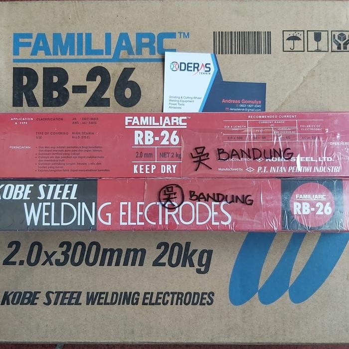 Ready KAWAT LAS 2.0 mm KOBE RB-26 1 dus isi 2 kg AWS A5.1 E6013