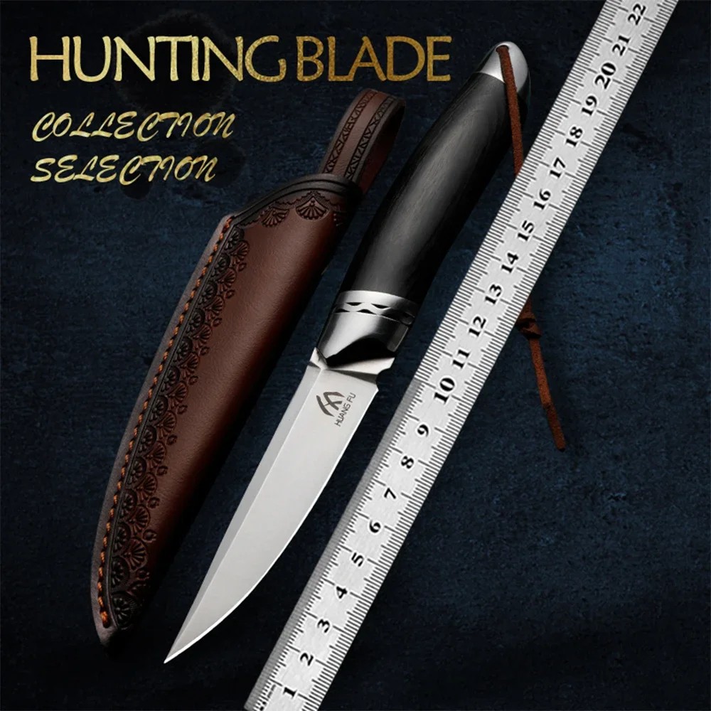 HUANGFU M390 powder steel outdoor knife, used for hunting, hiking, and adventure wilderness