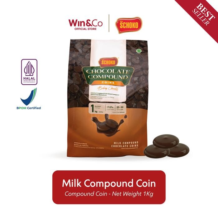

SCHOKO Milk Compound Chocolate Coin - 1 Kg / Coklat Bentuk Koin