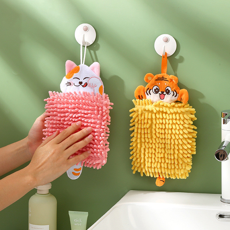 Cartoon Hand Towels for Home Soft Chenille Embroidery Super Absorbent Eco-Friendly Wiping Cloth Kitc